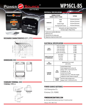 WP16CL-BS AGM Battery