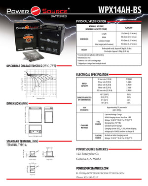 WPX14AH-BS AGM Battery