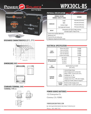 WPX30CL-BS AGM Battery