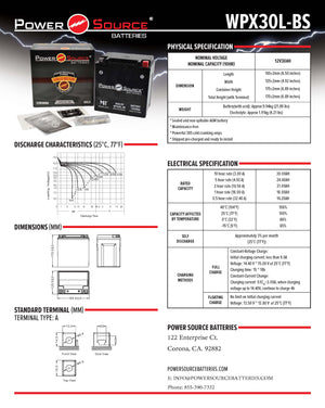 WPX30L-BS AGM Battery